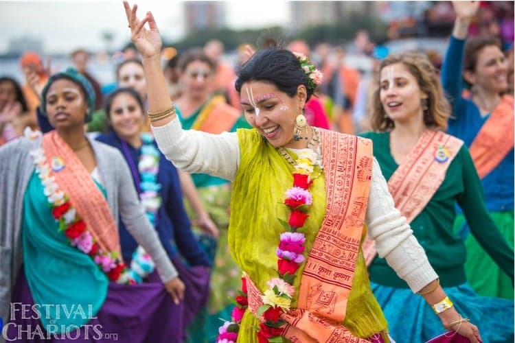 Members of an ISKCON community gathered together